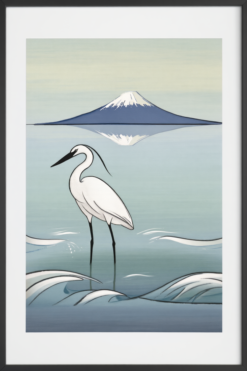 6 Japanese Art Posters – Ohara Koson & Hokusai Inspired, Mount Fuji Sunrise & Giant Wave Canvas Prints for Modern Wall Decor
