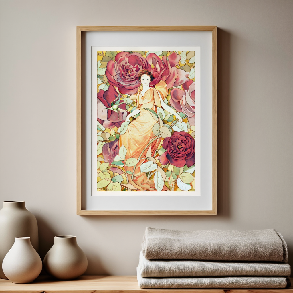 Woman Enframed in Flowers by Laura Coombs Hills