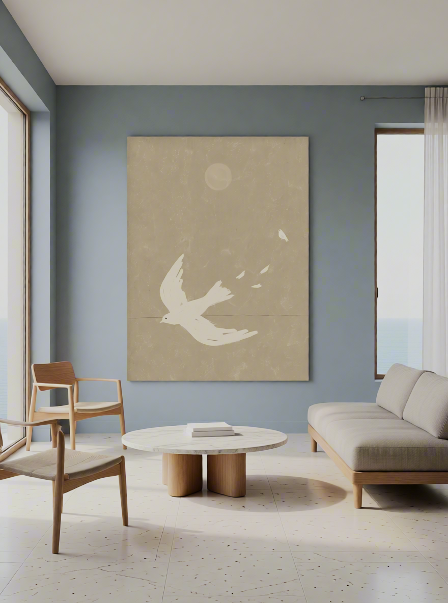 Canvas Print Flying Doves | Minimalist Bird Wall Art
