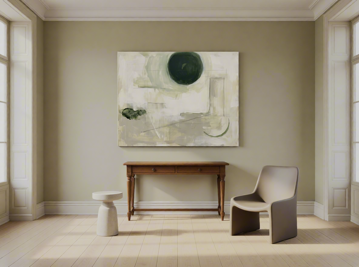Canvas Print Sage Green Dot | Minimalist Geometric Wall Art
