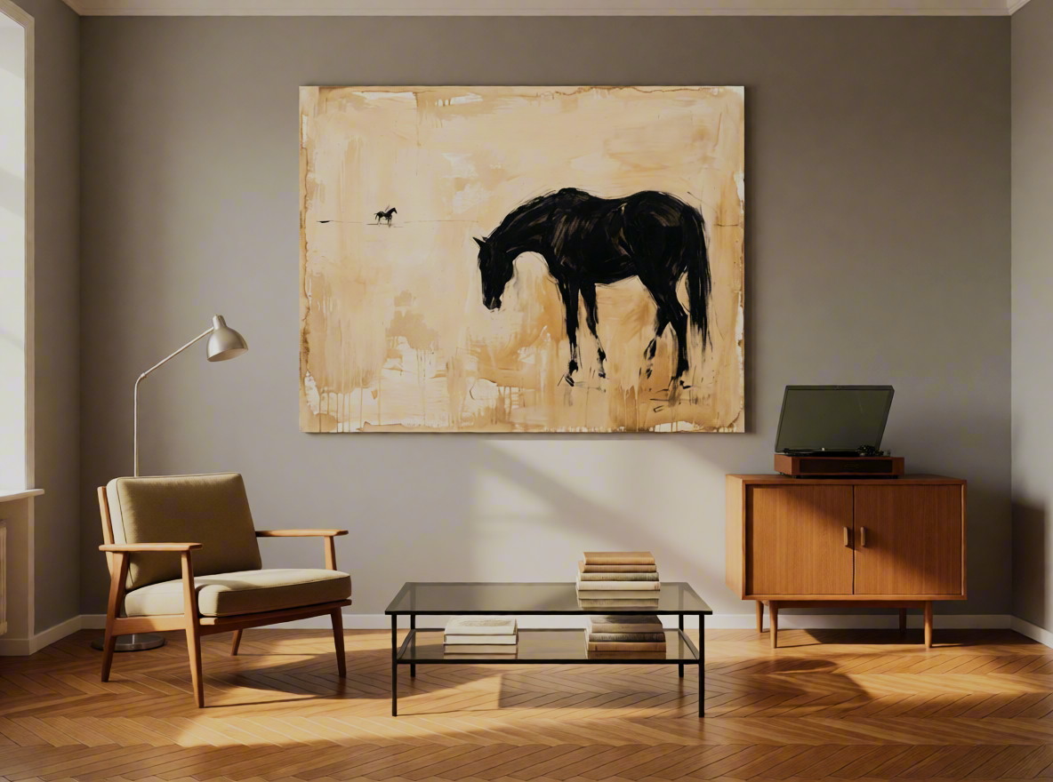 Canvas Print Black Horse | Equestrian Animal Wall Art