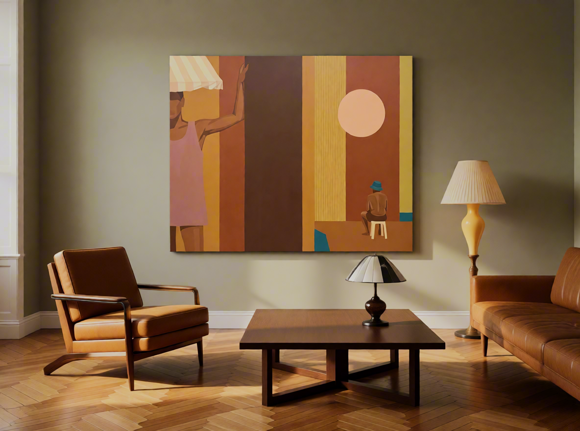 Canvas Print Red Moon Beach | Coastal Landscape Wall Art
