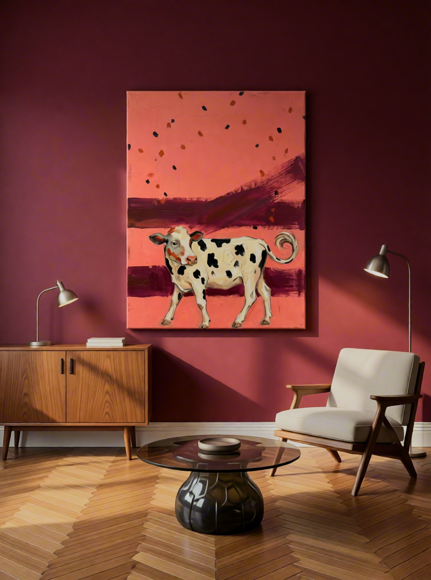 Canvas Print Spotted Cow | Farmhouse Animal Wall Art