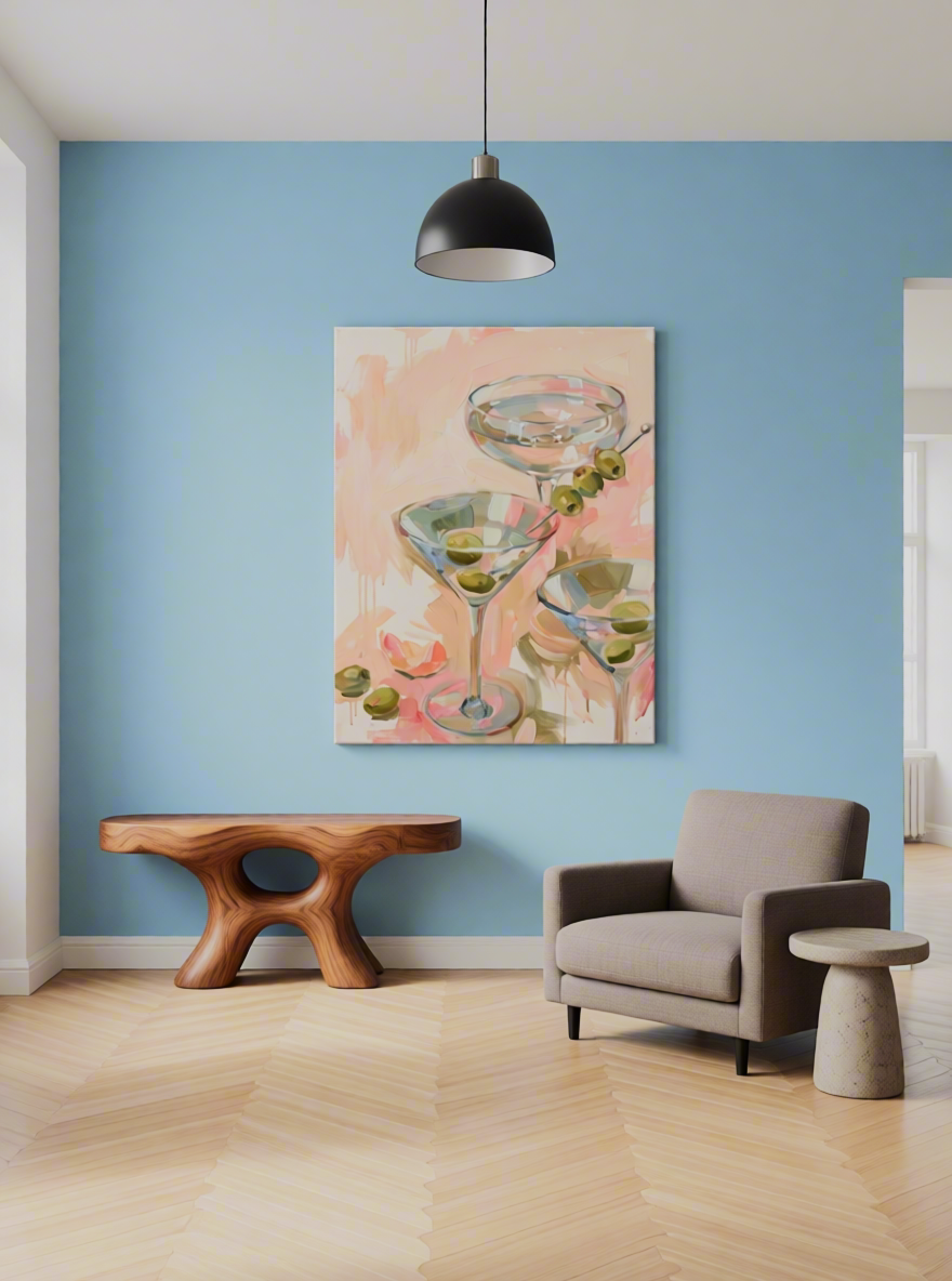 Canvas Print Dirty Olives Martini | Contemporary Cocktail Wall Art