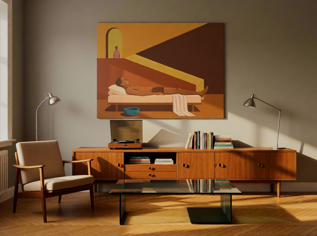 Canvas Print Therapist Bench | Contemporary Figurative Wall Art