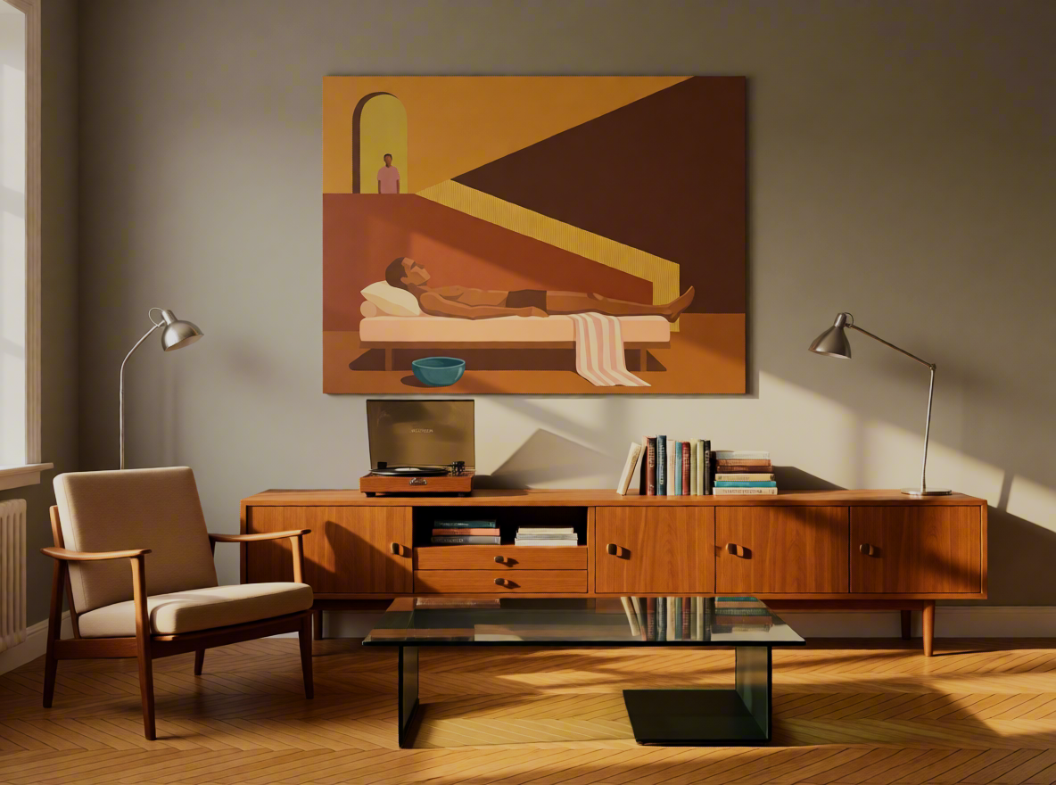 Canvas Print Therapist Bench | Contemporary Figurative Wall Art
