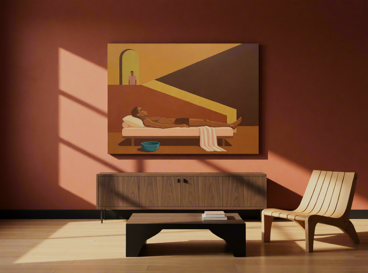 Canvas Print Therapist Bench | Contemporary Figurative Wall Art