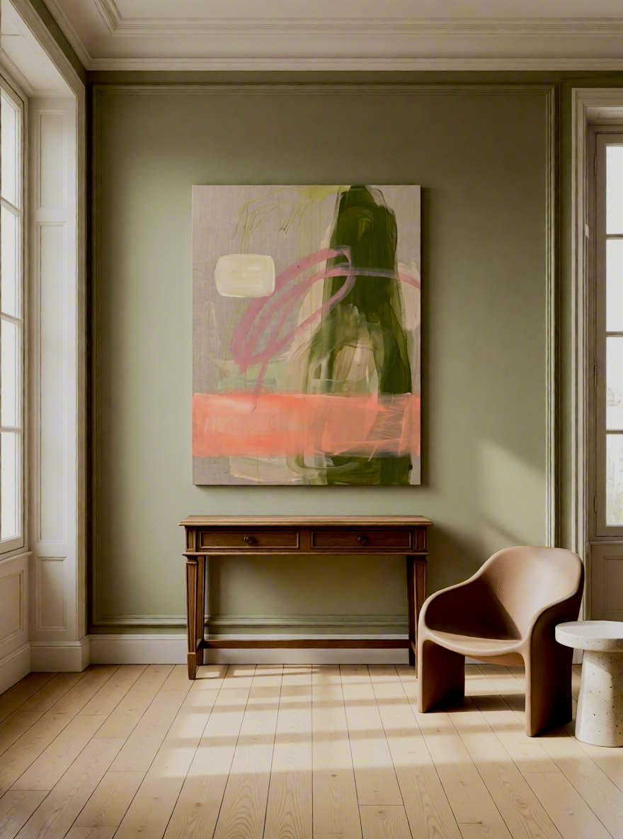 Canvas Print Soft Blush Minimalist Line Art Variation II | Contemporary Abstract Wall Art