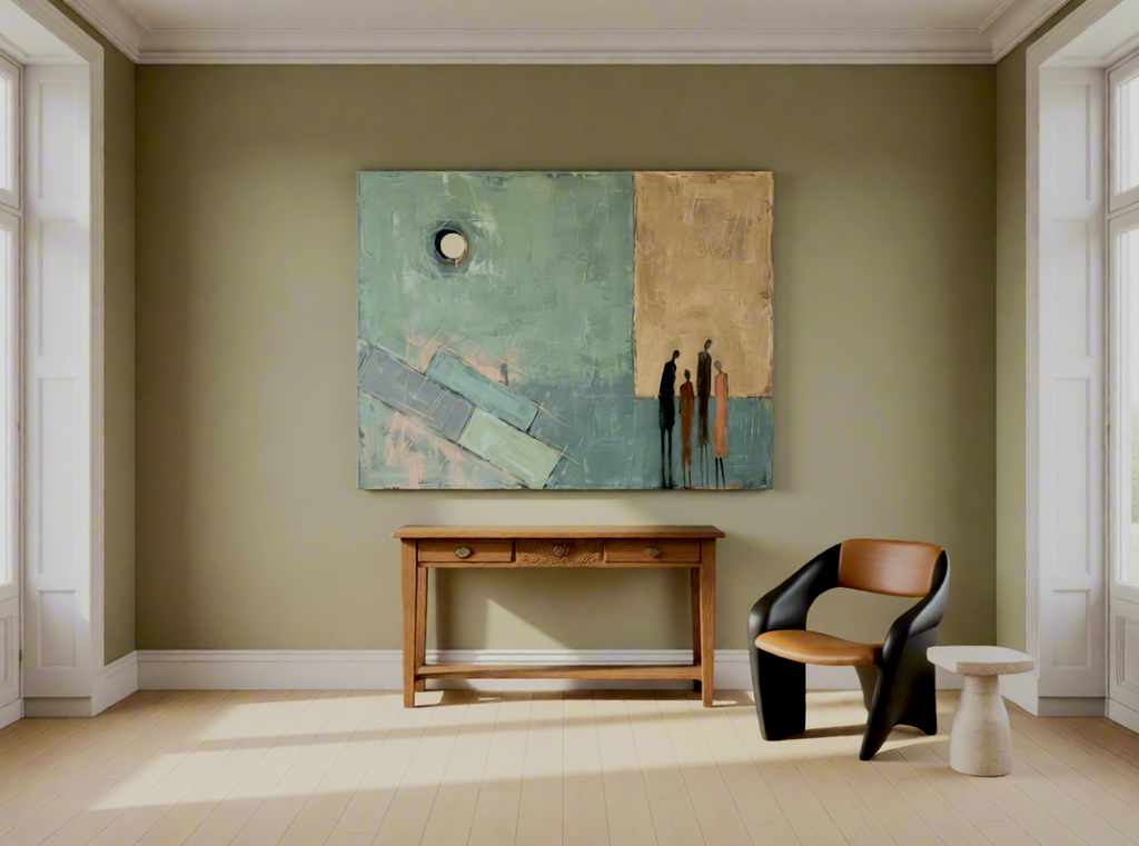 Canvas Print Teal Abstract Tall Figures | Contemporary Figurative Wall Art
