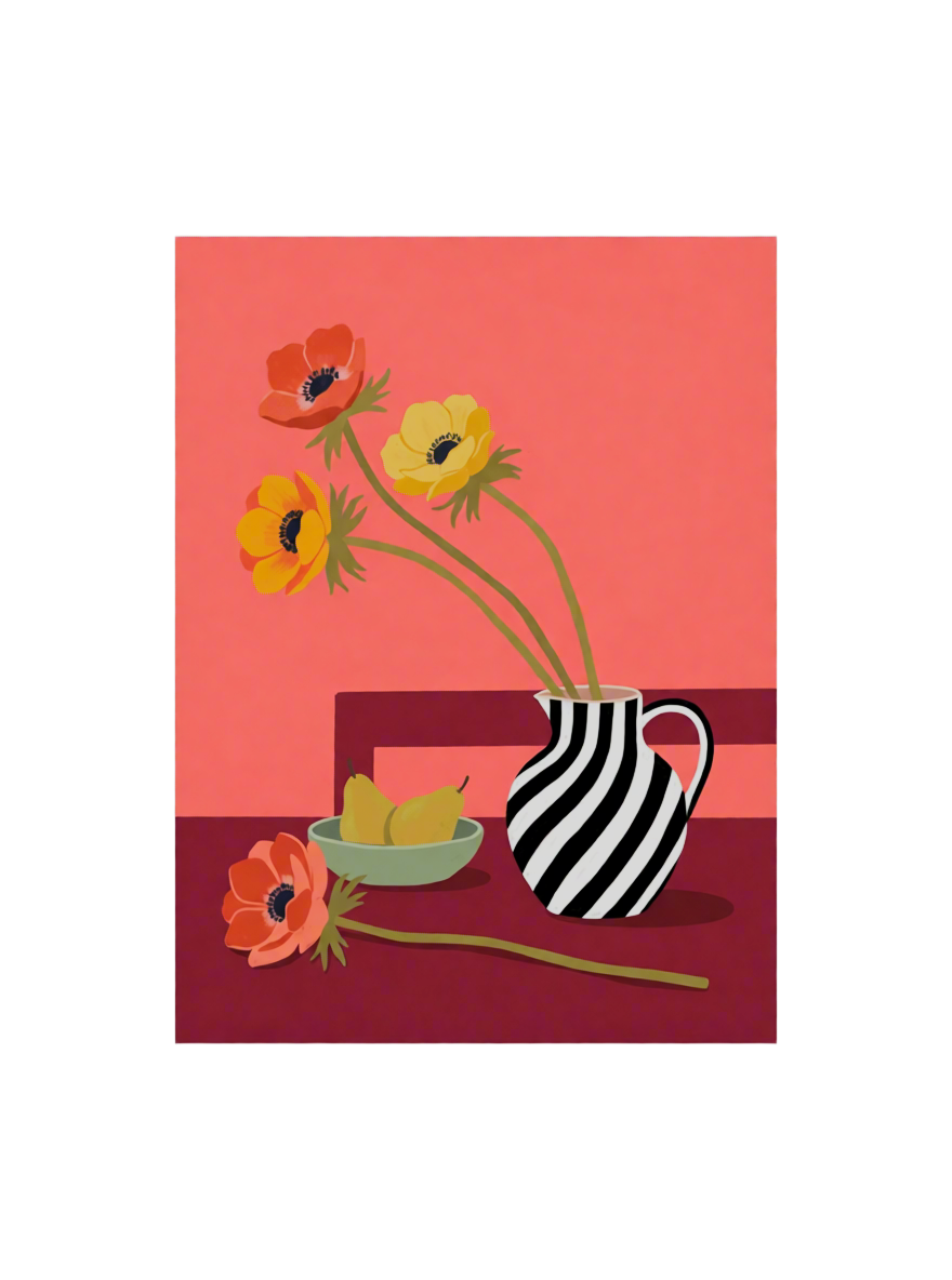 Canvas Print Striped Vase on Colourful Table | Contemporary Still Life Wall Art