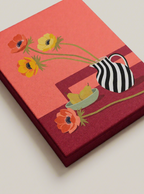 Canvas Print Striped Vase on Colourful Table | Contemporary Still Life Wall Art