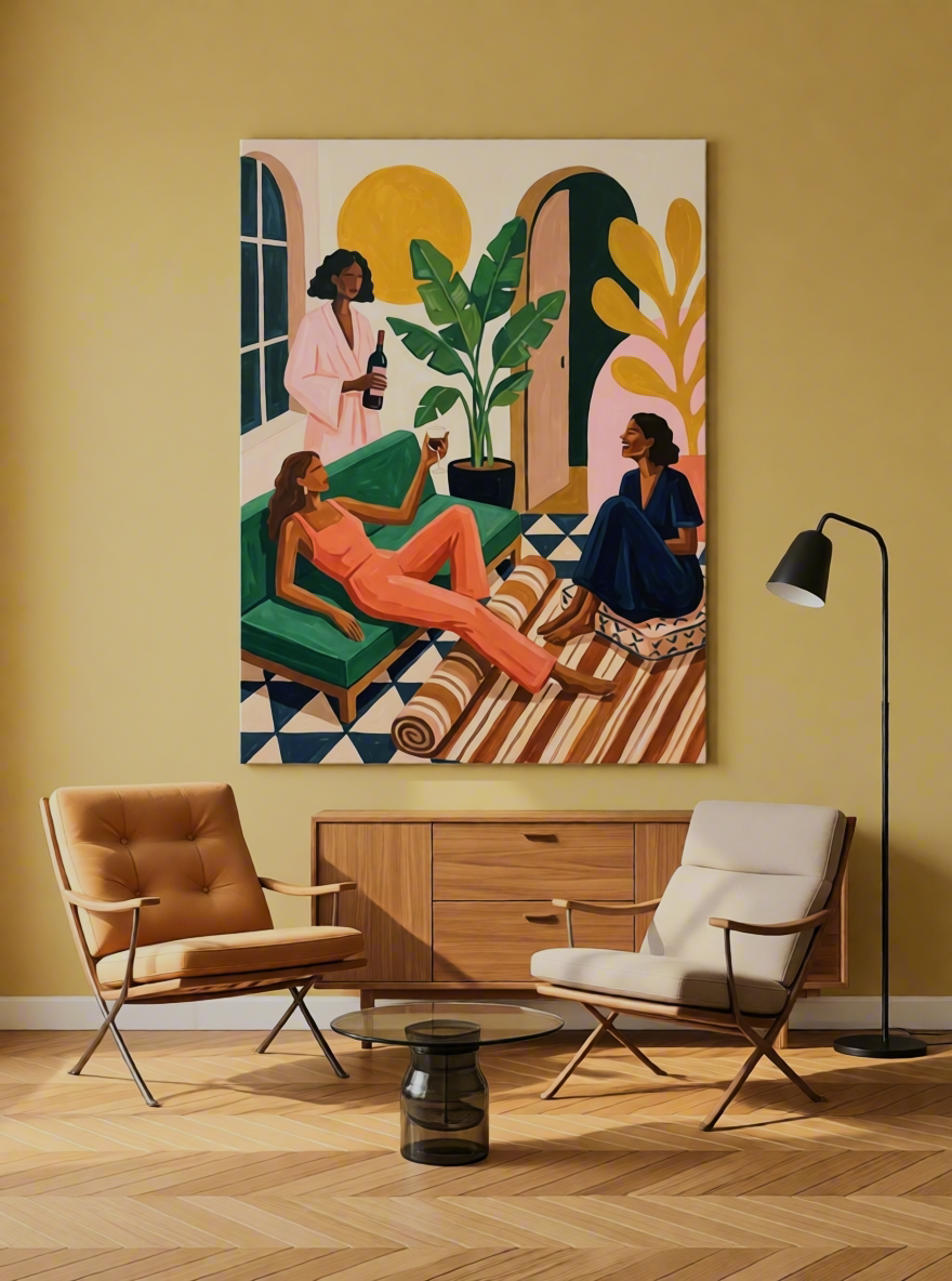 Canvas Print Friday Night Gossip | Contemporary Figurative Wall Art