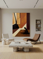 Tea Drinking in the Light Canvas Print | Contemporary Figurative Wall Art
