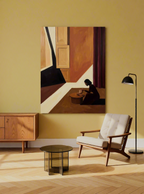 Tea Drinking in the Light Canvas Print | Contemporary Figurative Wall Art