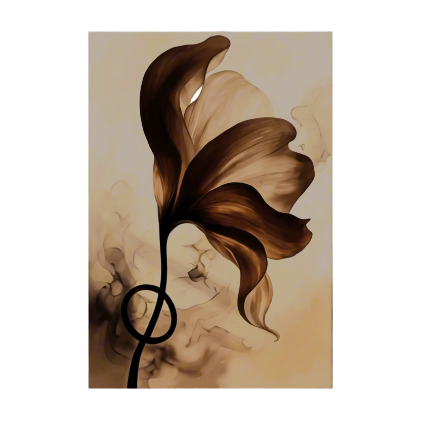 Canvas Print Smoked Amber Floral Ray | Contemporary Floral Wall Art Print