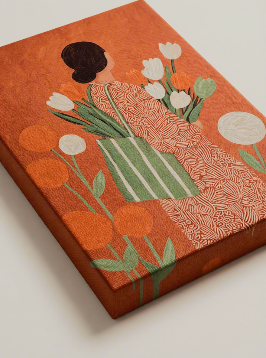 Canvas Print Terracotta Tulip | Contemporary Botanical Floral Wall Art