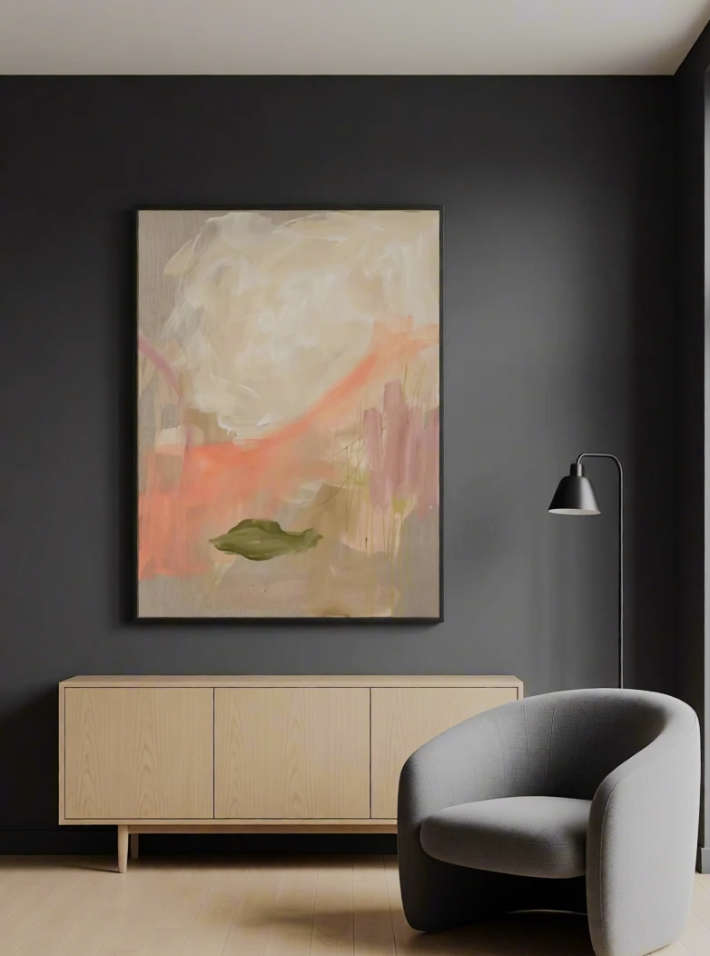 Canvas Print Soft Blush Minimalist Line Art | Contemporary Abstract Wall Art