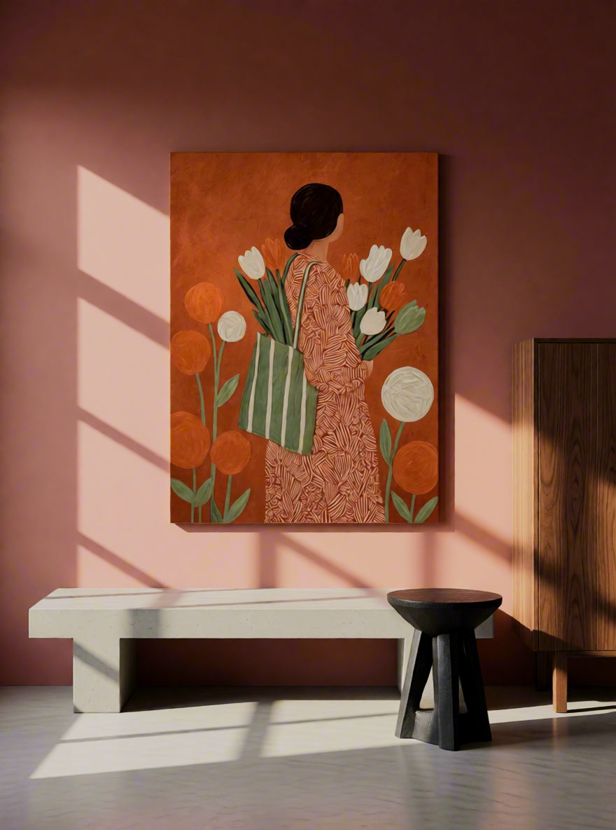 Canvas Print Terracotta Tulip | Contemporary Botanical Floral Wall Art