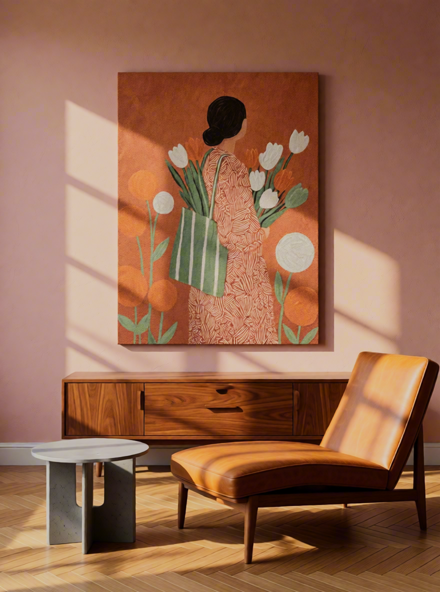 Canvas Print Terracotta Tulip | Contemporary Botanical Floral Wall Art