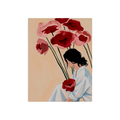Canvas Print Seated Figure with Floral Roses | Contemporary Figurative Wall Art