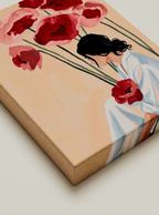 Canvas Print Seated Figure with Floral Roses | Contemporary Figurative Wall Art