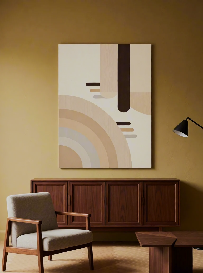 Canvas Print Beige Abstract | Contemporary Minimalist Wall Art