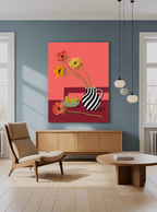 Canvas Print Striped Vase on Colourful Table | Contemporary Still Life Wall Art