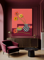 Canvas Print Striped Vase on Colourful Table | Contemporary Still Life Wall Art