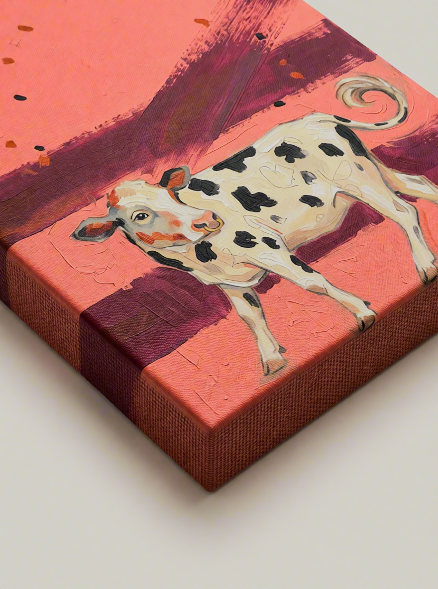 Canvas Print Spotted Cow | Farmhouse Animal Wall Art
