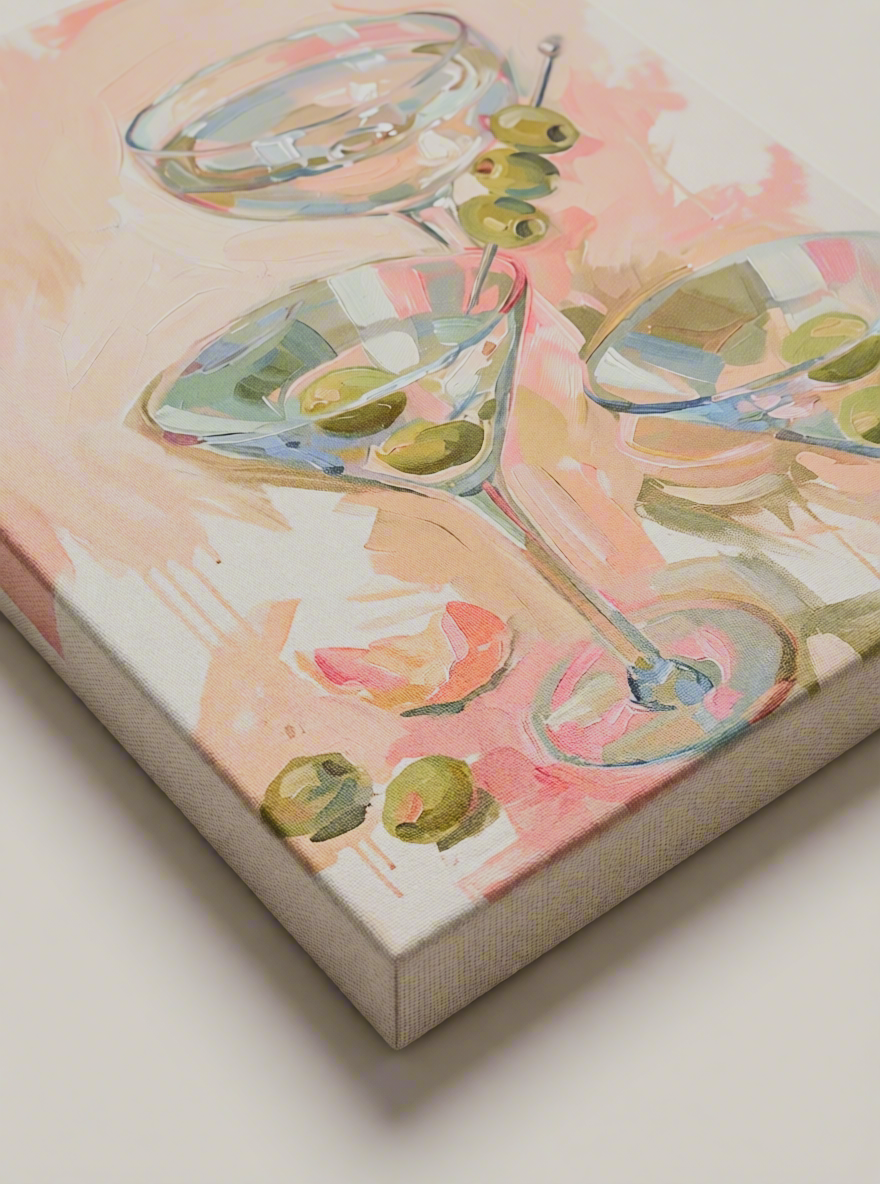 Canvas Print Dirty Olives Martini | Contemporary Cocktail Wall Art