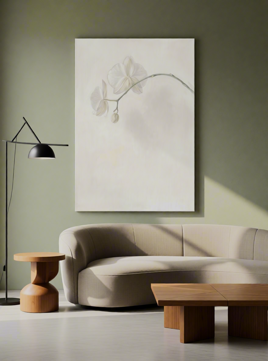 Crisp Floral in Fog Canvas Print | Minimalist Botanical Wall Art