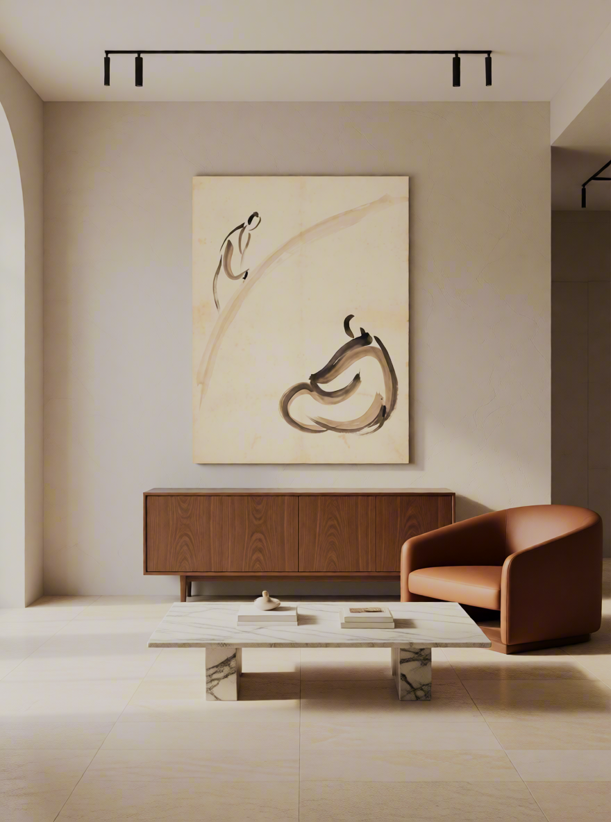 Canvas Print Seated Figures in Line | Minimalist Figurative Wall Art