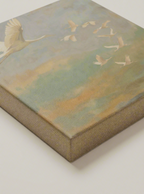 Canvas Print Flying Cranes in Mist | Japanese-Inspired Bird Wall Art
