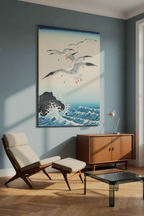 Canvas Print Ohara Koson – Five Seagulls Above Turbulent Sea | Japanese Bird & Nature Art Print | Ukiyo-e Coastal Wall Art