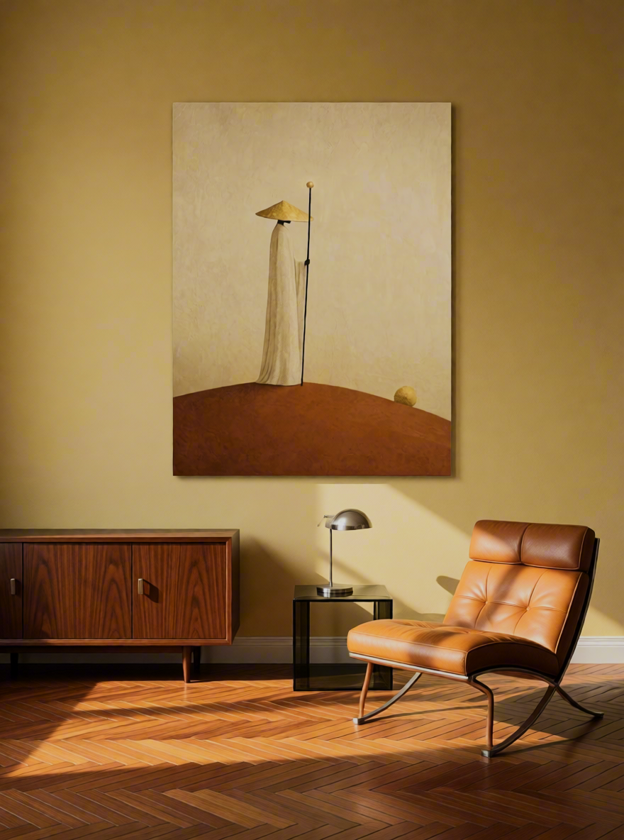 Canvas Print Robed Figure with Lantern | Contemporary Figurative