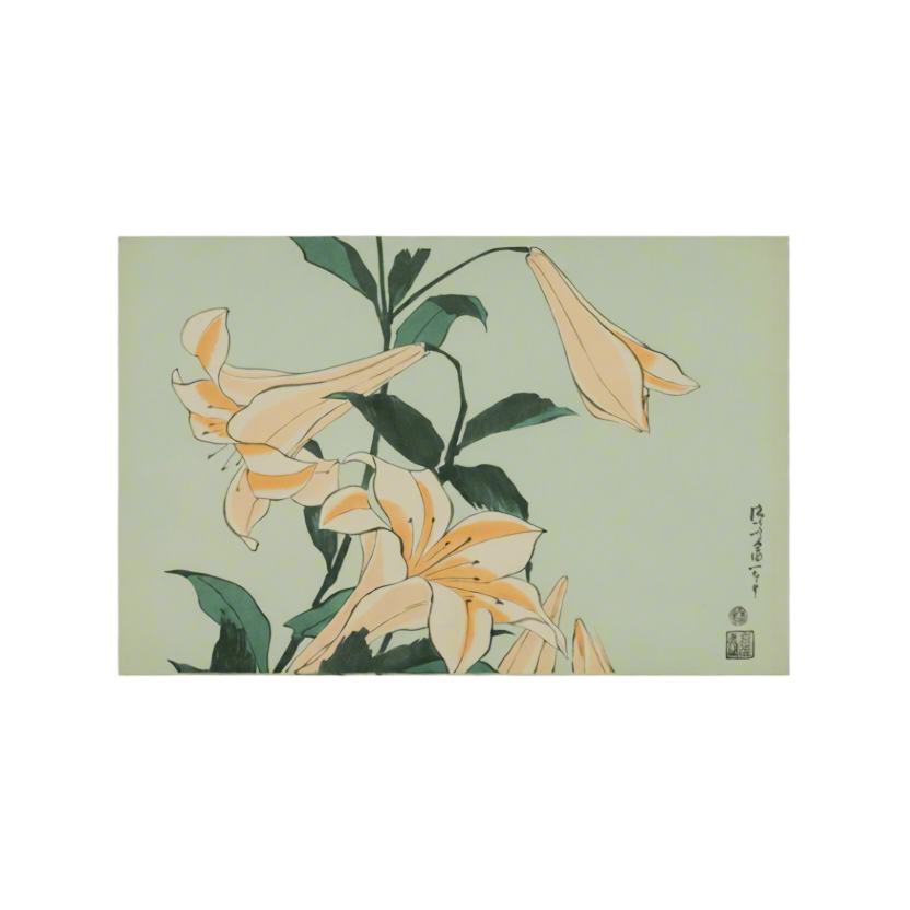 Canvas Print Katsushika Hokusai – Lilies - Iconic Ukiyo-e Japanese Art