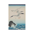 Canvas Print Ohara Koson – Five Seagulls Above Turbulent Sea | Japanese Bird & Nature Art Print | Ukiyo-e Coastal Wall Art
