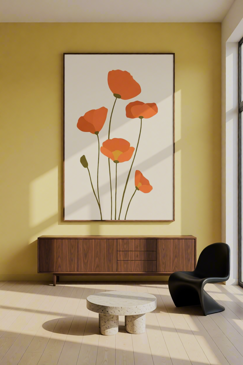 Canvas Print Terracotta Poppies | Contemporary Botanical Floral Wall Art
