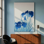 Canvas Print Blue Irises – Ohara Koson Poster | Japanese Botanical Art
