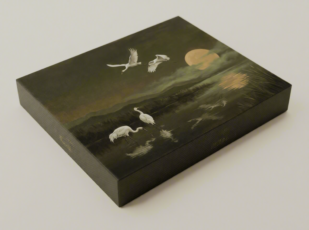Canvas Print Moonlight Flying Cranes | Japanese-Inspired Wall Art