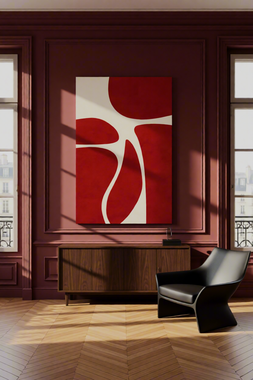 Canvas Print Nocturnal Angles – Contemporary Red Shapes