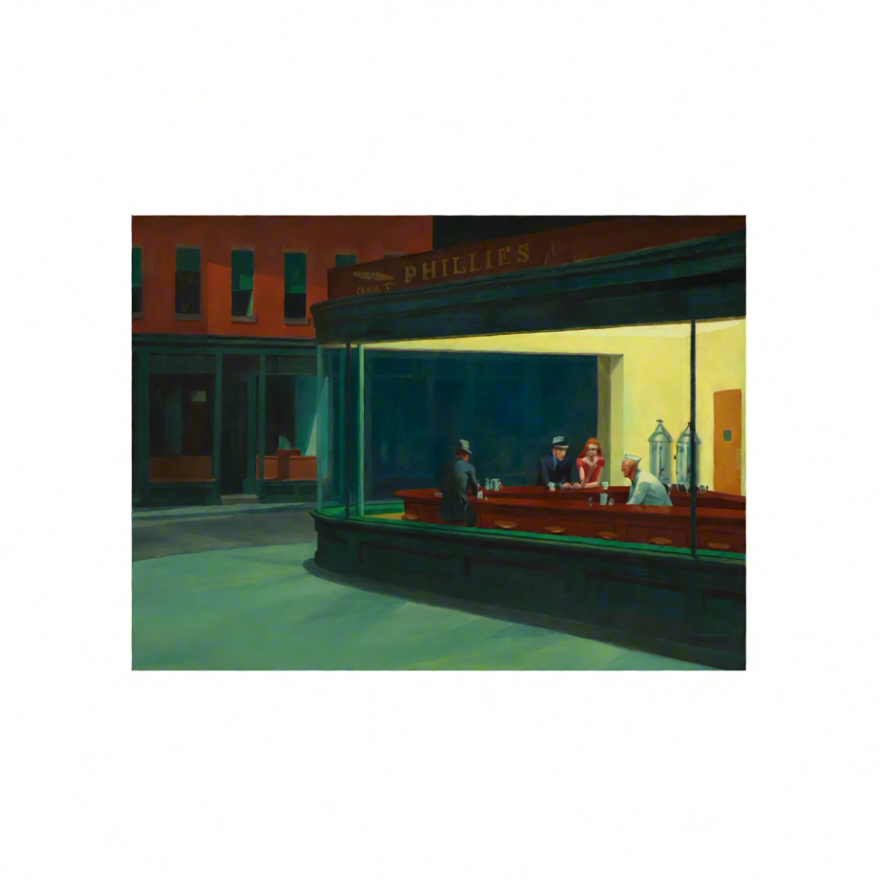 Canvas Print Edward Hopper – Nighthawks, 1942 – American Realist Art Print | Iconic Modernist Wall Decor