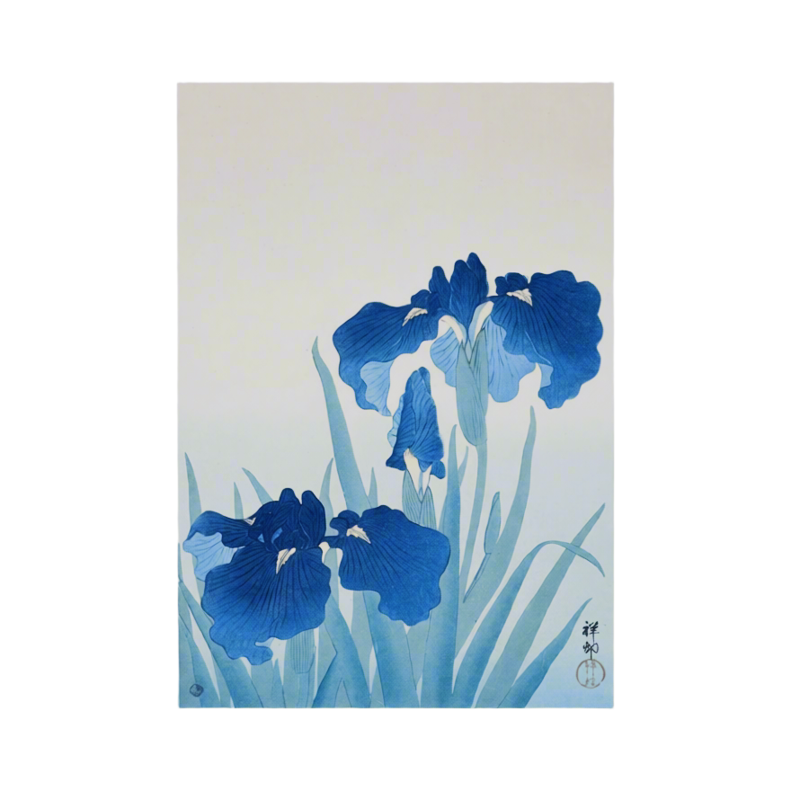 Canvas Print Blue Irises – Ohara Koson Poster | Japanese Botanical Art
