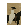 Canvas Print Minimalist Portrait of Alluring Black Woman on Horse | Modern Art