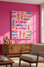 Canvas Print Vibrant Eclectic Fish | Colourful Coastal Wall Art