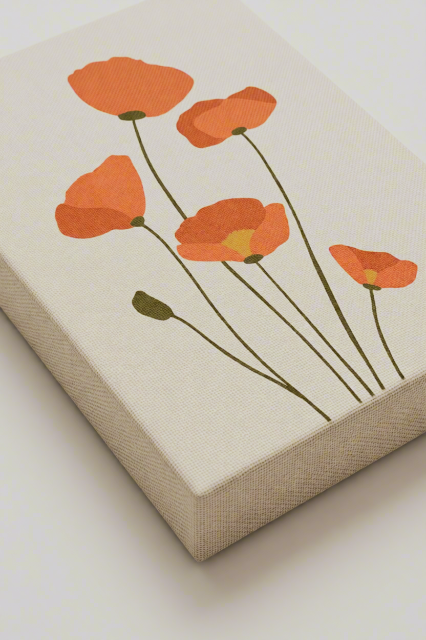 Canvas Print Terracotta Poppies | Contemporary Botanical Floral Wall Art