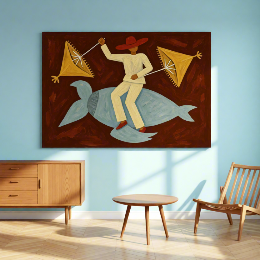 Canvas Print Whimsical Sea Turtle Voyage | Ocean Animal Wall Art