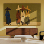 Canvas Print Tall Hats Ensemble | Sculptural Figurative Wall