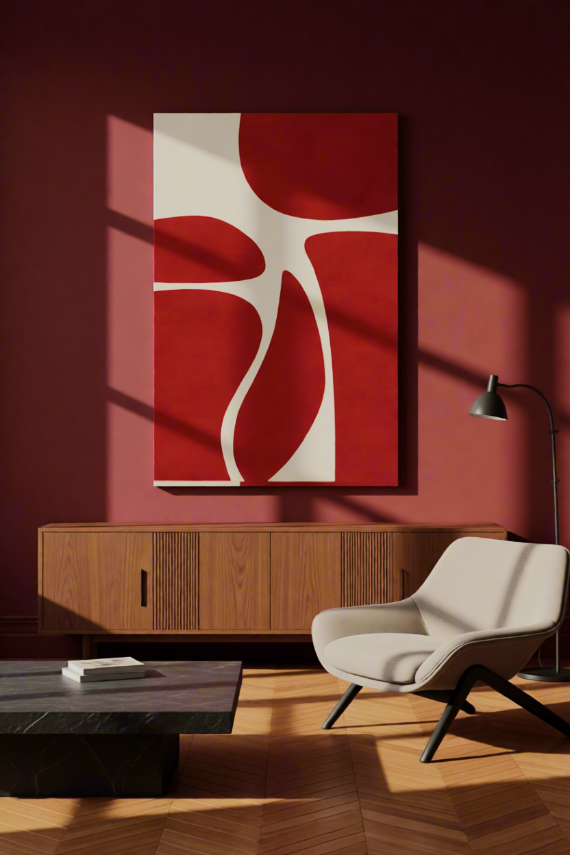 Canvas Print Nocturnal Angles – Contemporary Red Shapes