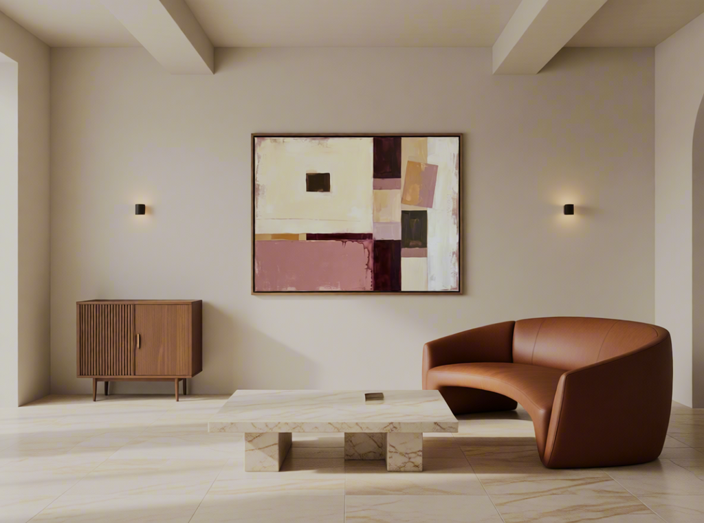 Canvas Print Burgundy Geometric Bauhaus | Abstract Geometric Wall Art